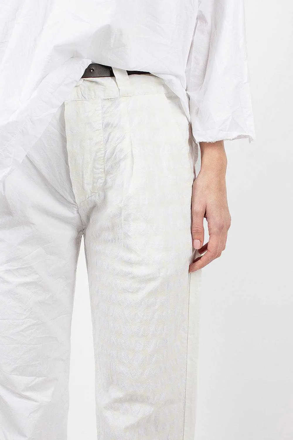 Daniela Gregis Washed Cotton Straight Leg Pant White| Trousers