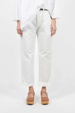 Daniela Gregis Washed Cotton Straight Leg Pant White| Trousers