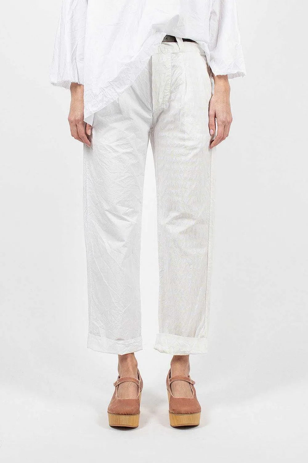 Daniela Gregis Washed Cotton Straight Leg Pant White| Trousers