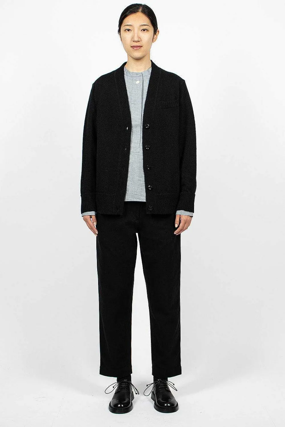 Margaret Howell Welt Pocket Cardigan Black| Knitwear