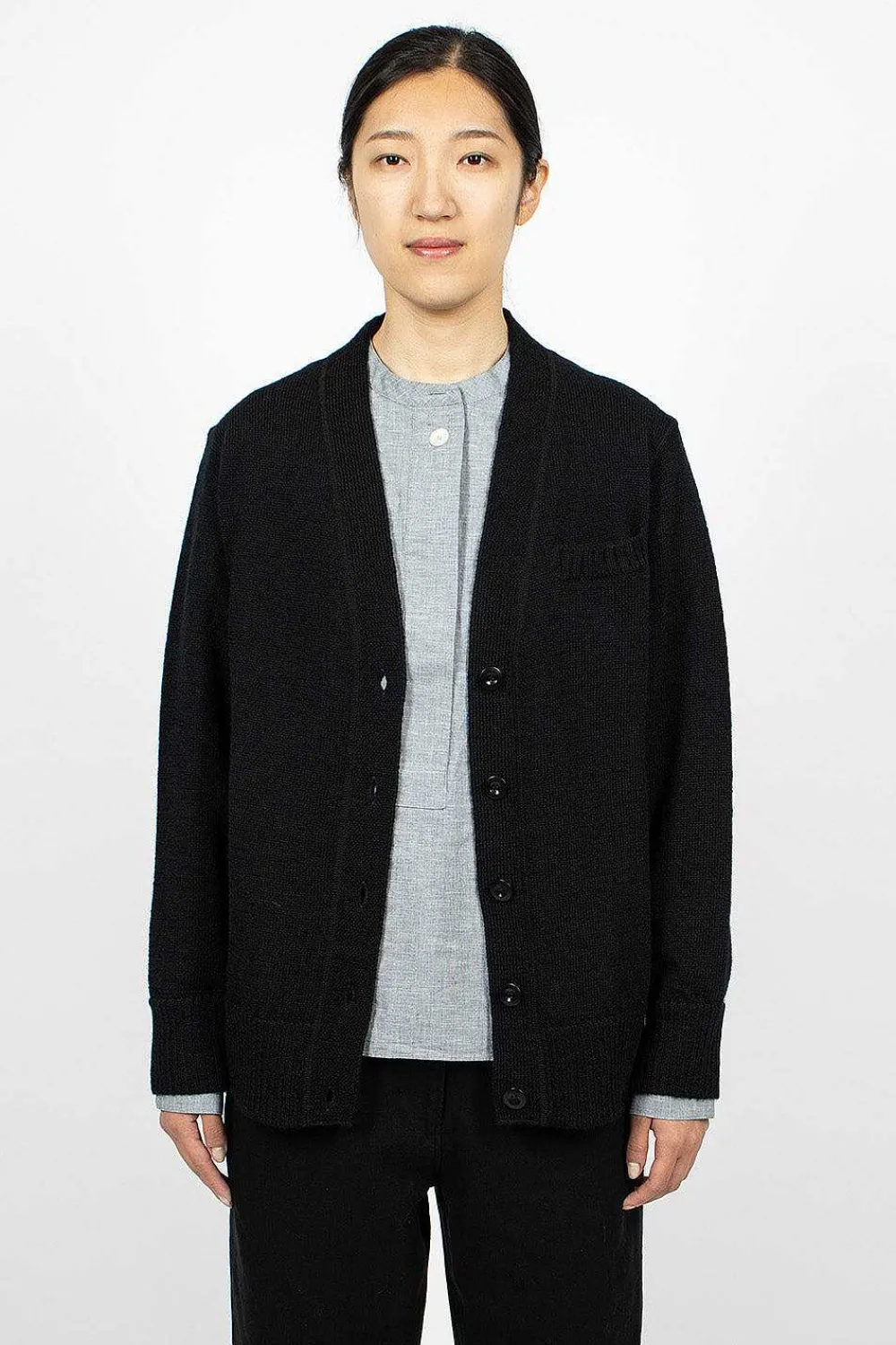 Margaret Howell Welt Pocket Cardigan Black| Knitwear