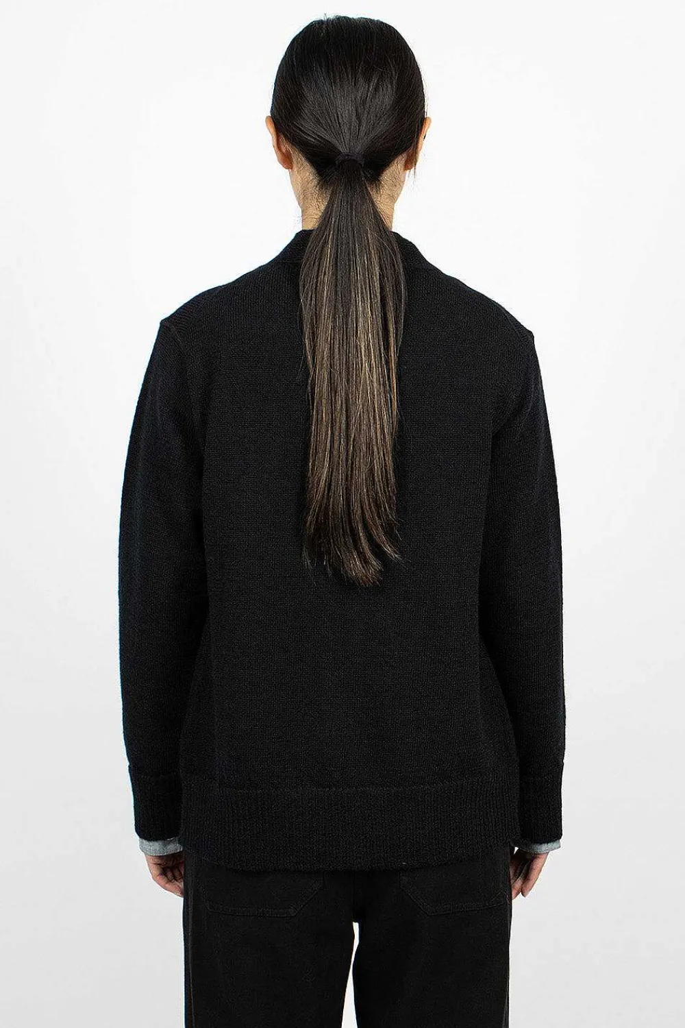 Margaret Howell Welt Pocket Cardigan Black| Knitwear