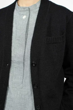 Margaret Howell Welt Pocket Cardigan Black| Knitwear