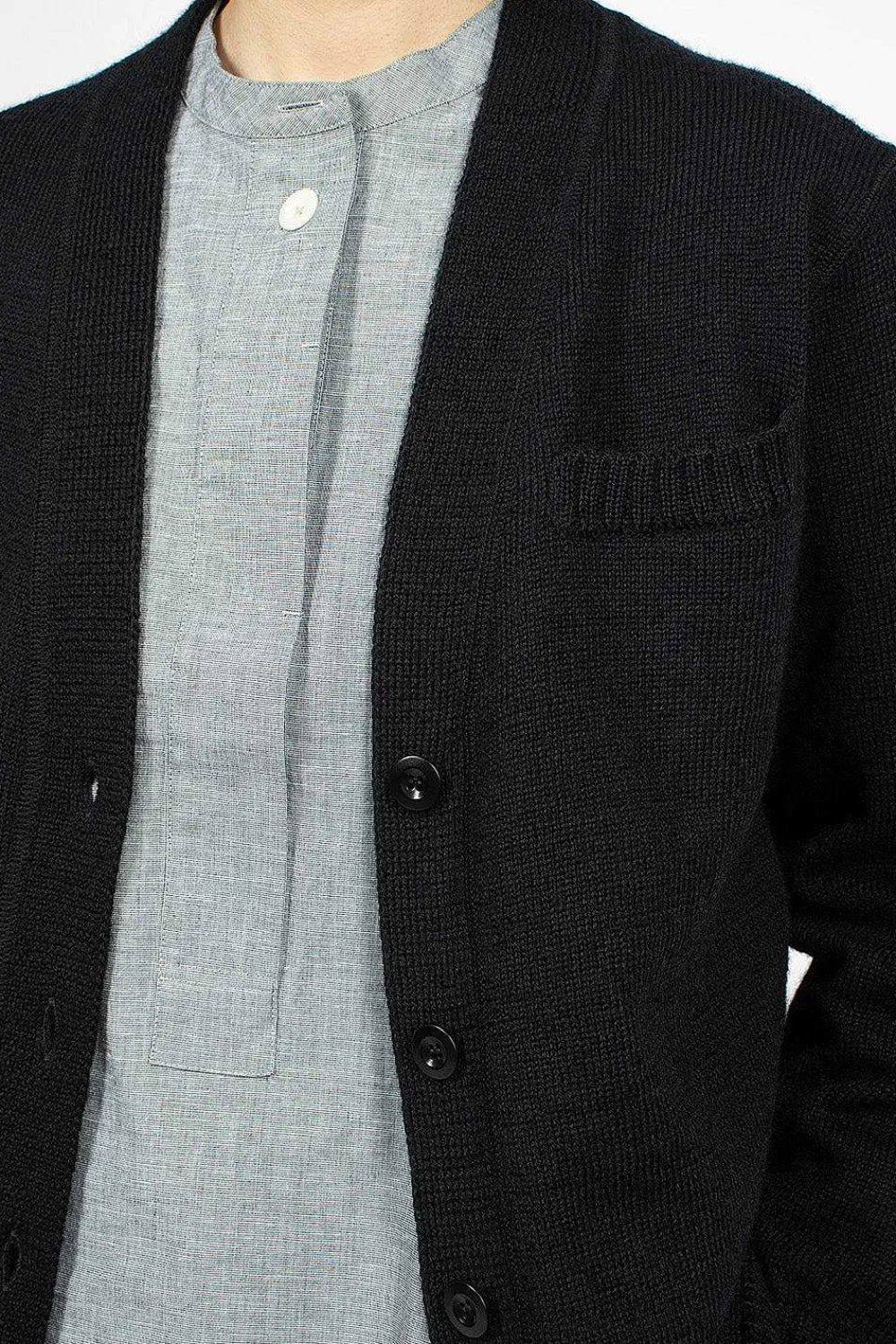 Margaret Howell Welt Pocket Cardigan Black| Knitwear