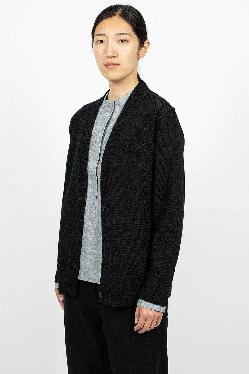 Margaret Howell Welt Pocket Cardigan Black| Outerwear