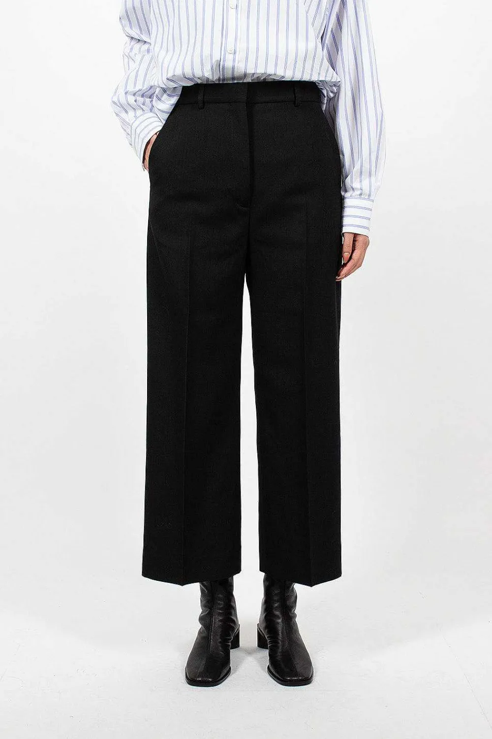 Acne Studios Wool Blend Trousers Black| Trousers