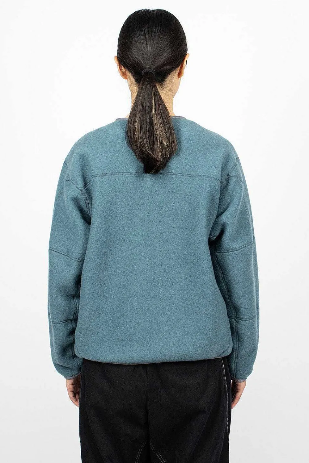 and wander Wool Fleece Cardigan Blue Grey| Outerwear