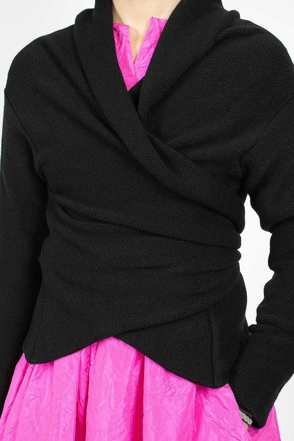 Daniela Gregis Wrap Knit Cardigan Black| Knitwear