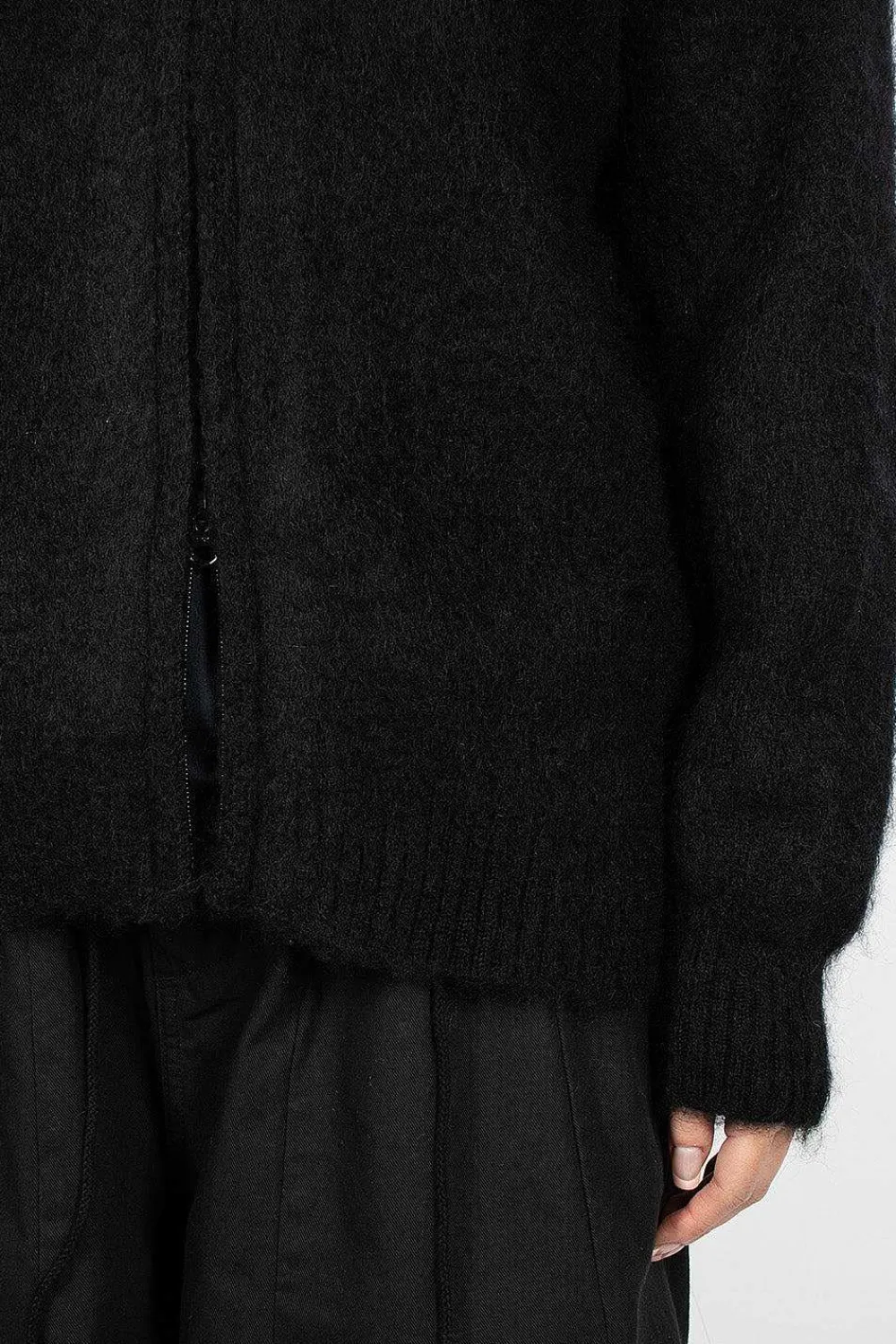 Needles Zipped Mohair Cardigan Black| Knitwear